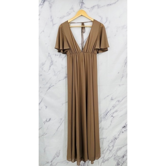 K016 Show Me Your Mumu Faye Flutter Maxi Dress - Dune Chiffon - Picture 3 of 6